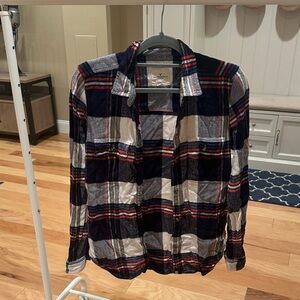 American Eagle Outfitters Blue and Red Plaid Shirt